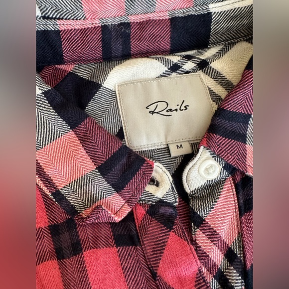 Rails Hunter Plaid Button Front Flannel Shirt Mulberry Pink White Indigo Size: M - Picture 6 of 7